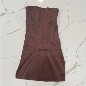 Outcast Strapless Brown Dress